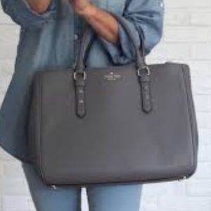 KS ♠️ Kate Spade Mulberry Street Leighann Wkru3927 Grey Leather Tote